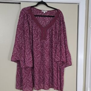 Woman Within Maroon Geometric Tunic Size 30/32 3X